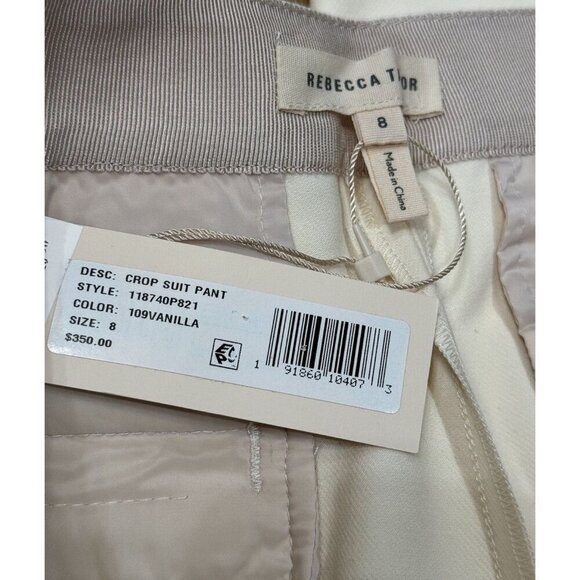 REBECCA TAYLOR Sz 8 Crop Pants Vanilla Off White Wide Leg Trouser Capsule Office - Picture 3 of 5